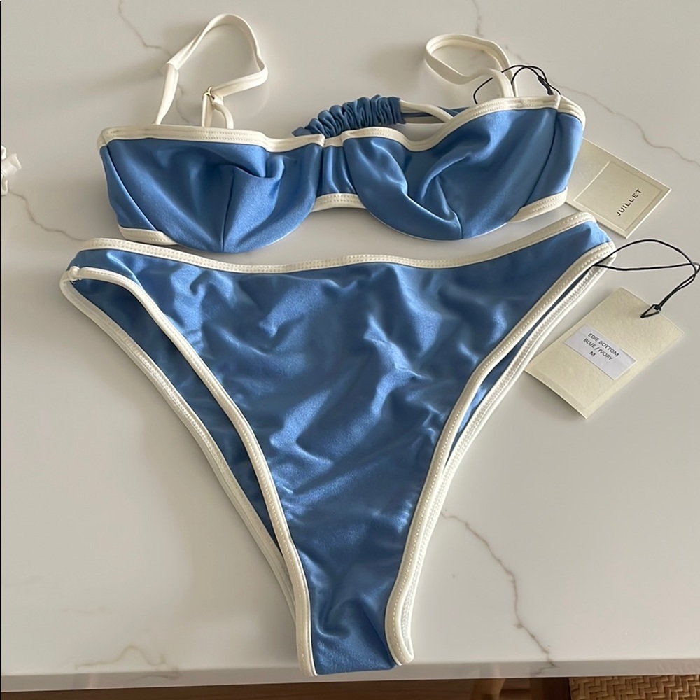 Blue and White Bikini Set